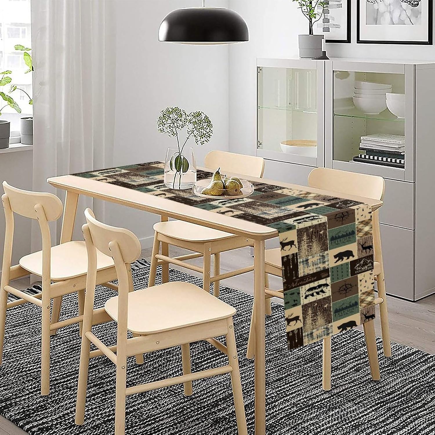 Outdoor Hunting Table - Rustieke boerderijherten-tafelloper - Vintage cabine-jacht-wilddieren geruite
