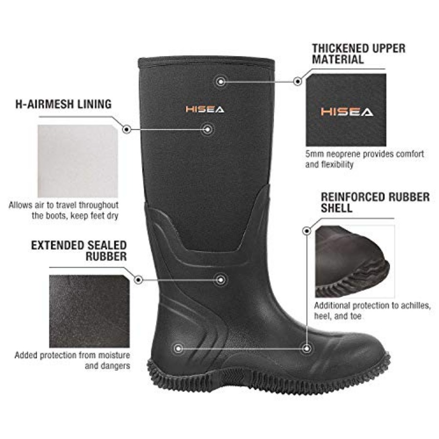 HISEA Heren Regenlaarzen, Wate - Outdoor Hunting Boots For Men recensie en prijs